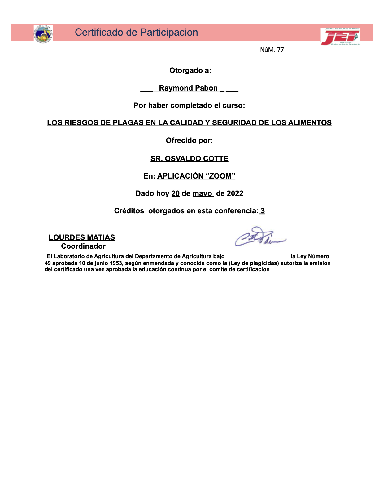 certificado mip escuelas